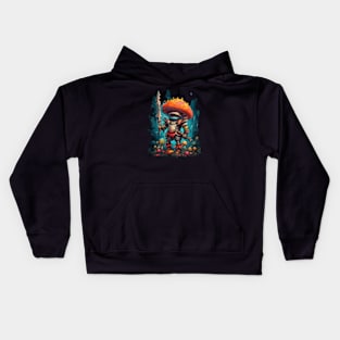 Nocturnal Spore Sentinel: Fantasy Mushroom Knight Kids Hoodie